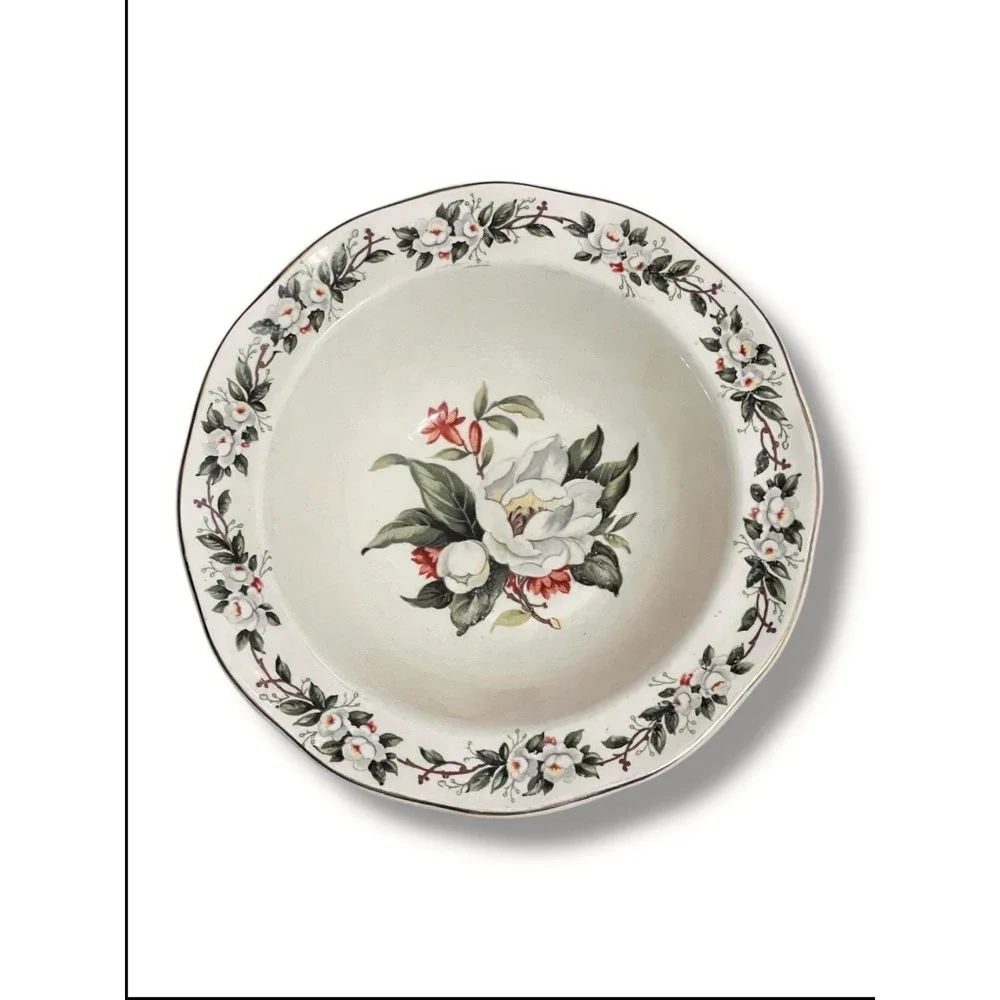 RARE 6 Wedgwood Camellia Gold-Rimmed Bowls Vintage‎